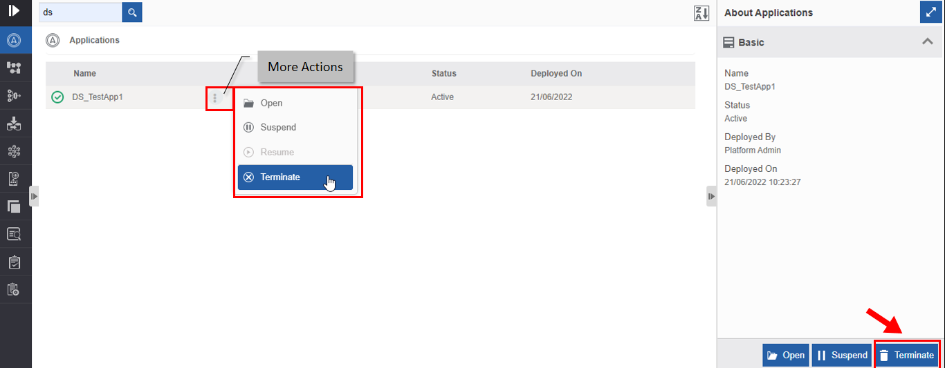 Terminating an application Terminating an application