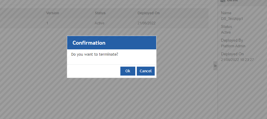 Termination confirmation Termination confirmation