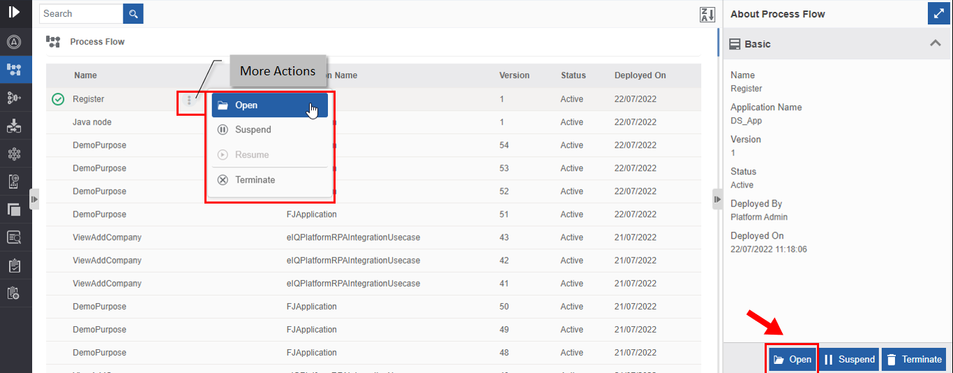 Opening Process flow details Opening Process flow details