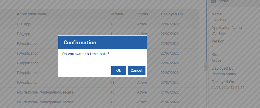 Termination confirmation Termination confirmation