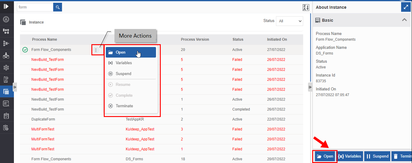 Opening and viewing instance details Opening and viewing instance details