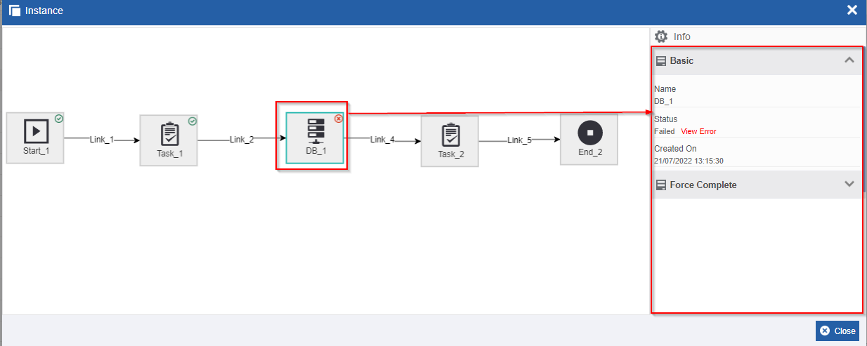 Error activity details Error activity details