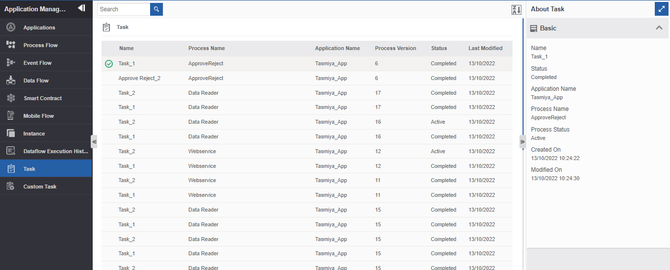 Viewing task list and details Viewing task list and details