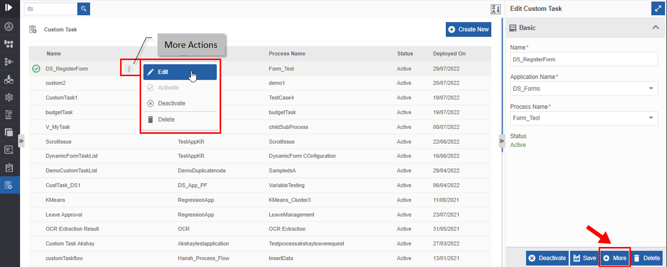 Editing custom task details Editing custom task details