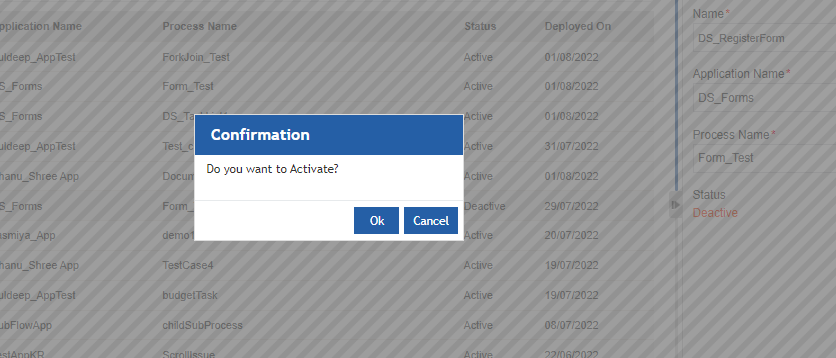Activate Confirmation Activate Confirmation