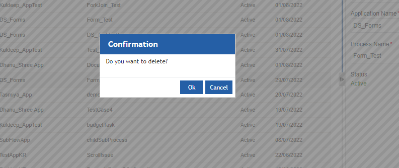 Delete confirmation Delete confirmation