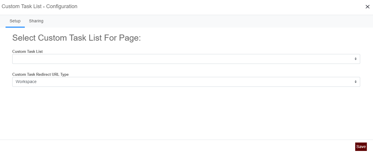 Custom Task List Configuration Custom Task List Configuration
