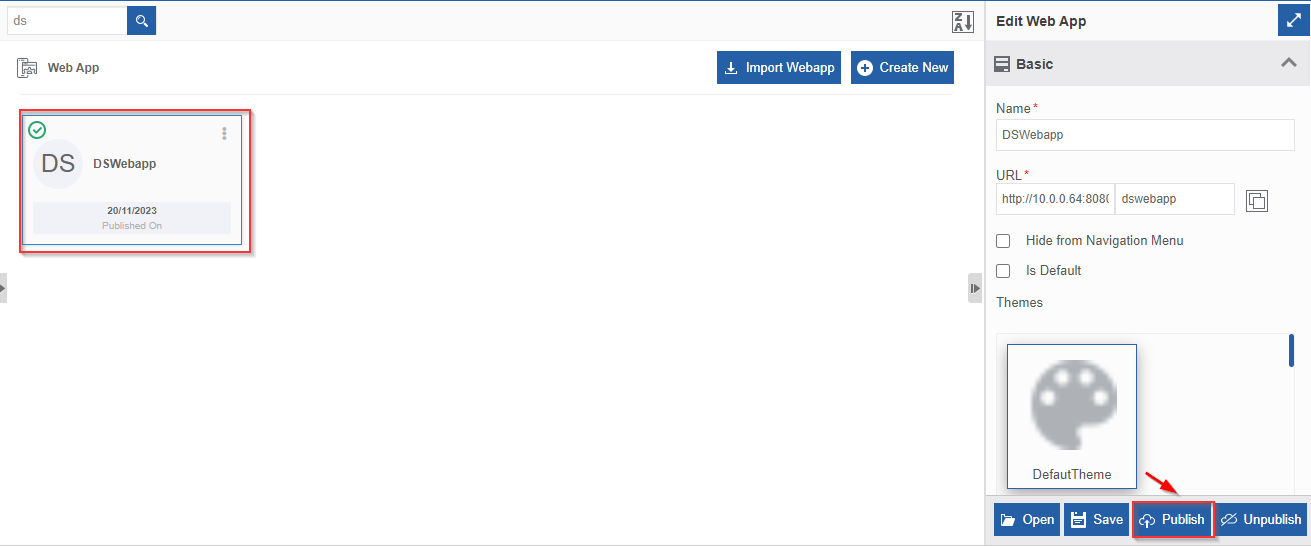 Publishing a web app Publishing a web app