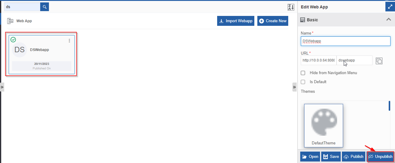 Unpublishing a web app Unpublishing a web app