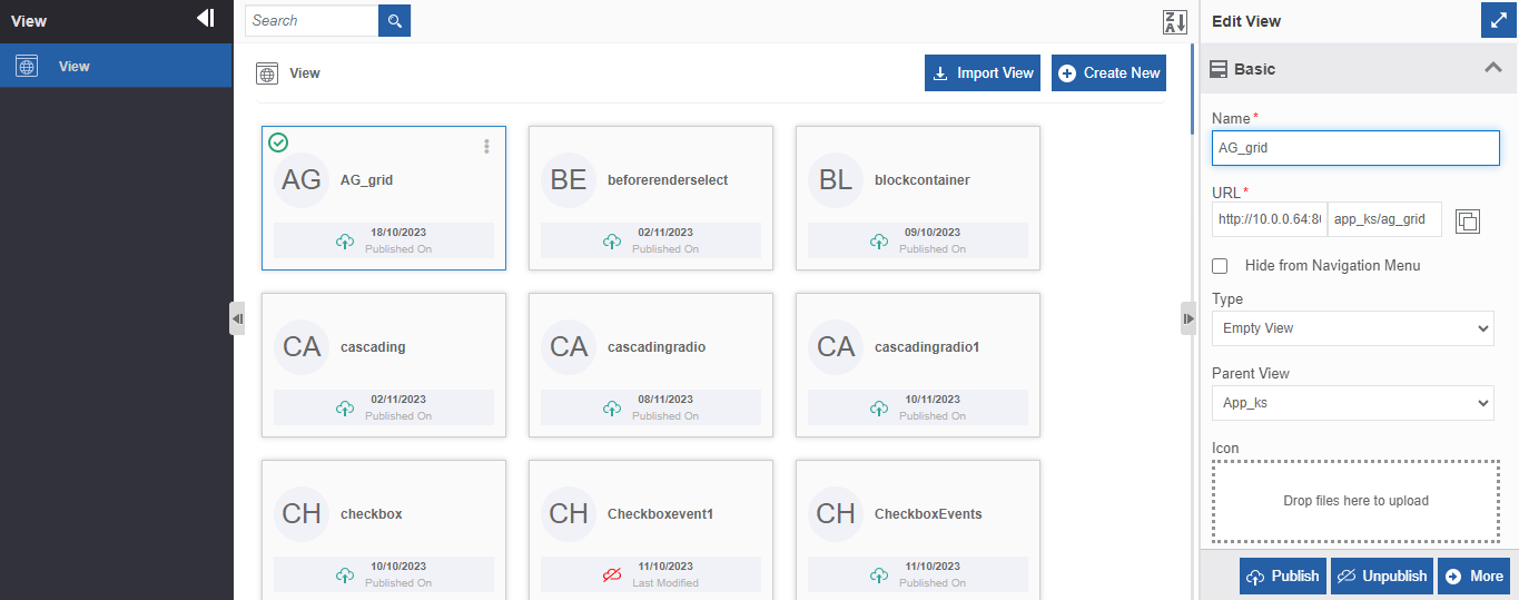 Web app view list Web app view list