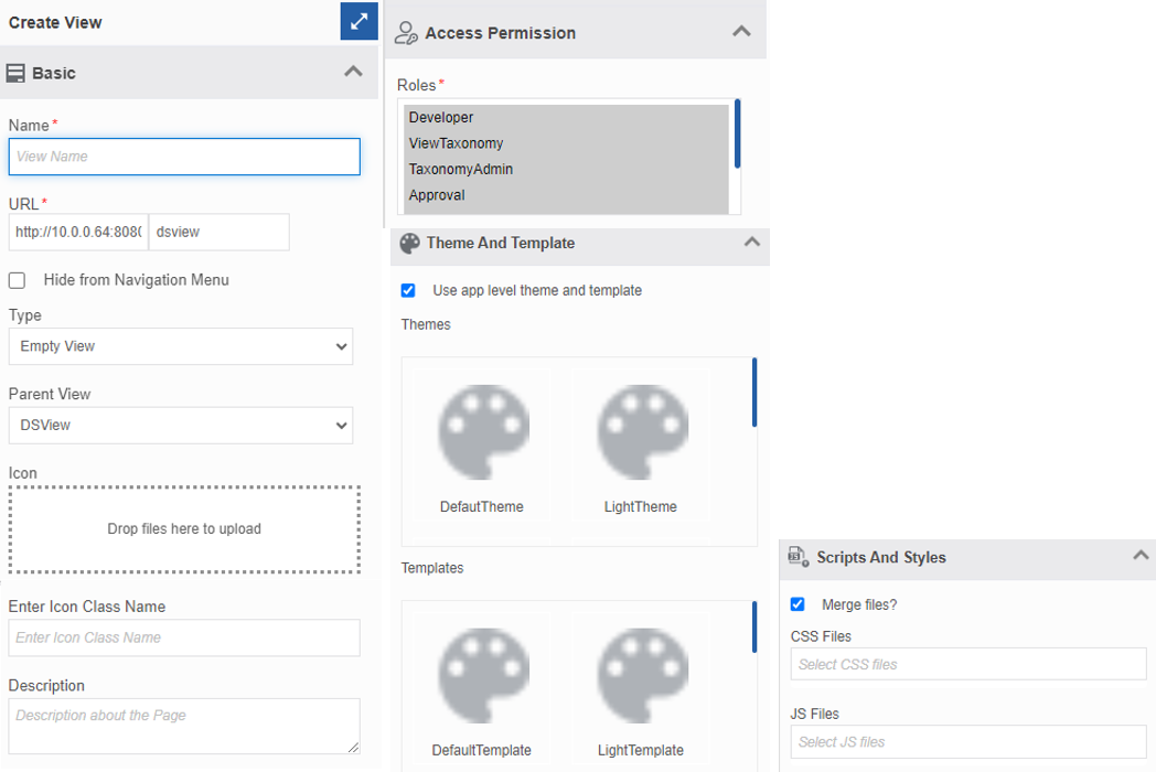 Create web app view configuration Create web app view configuration