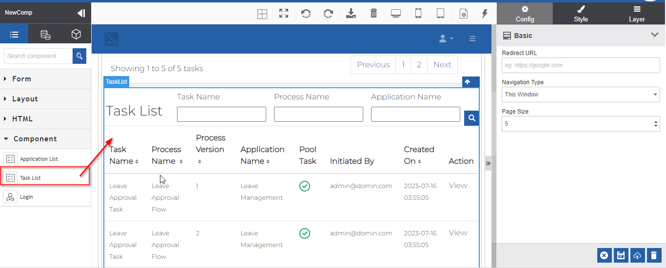 Task List component Task List component