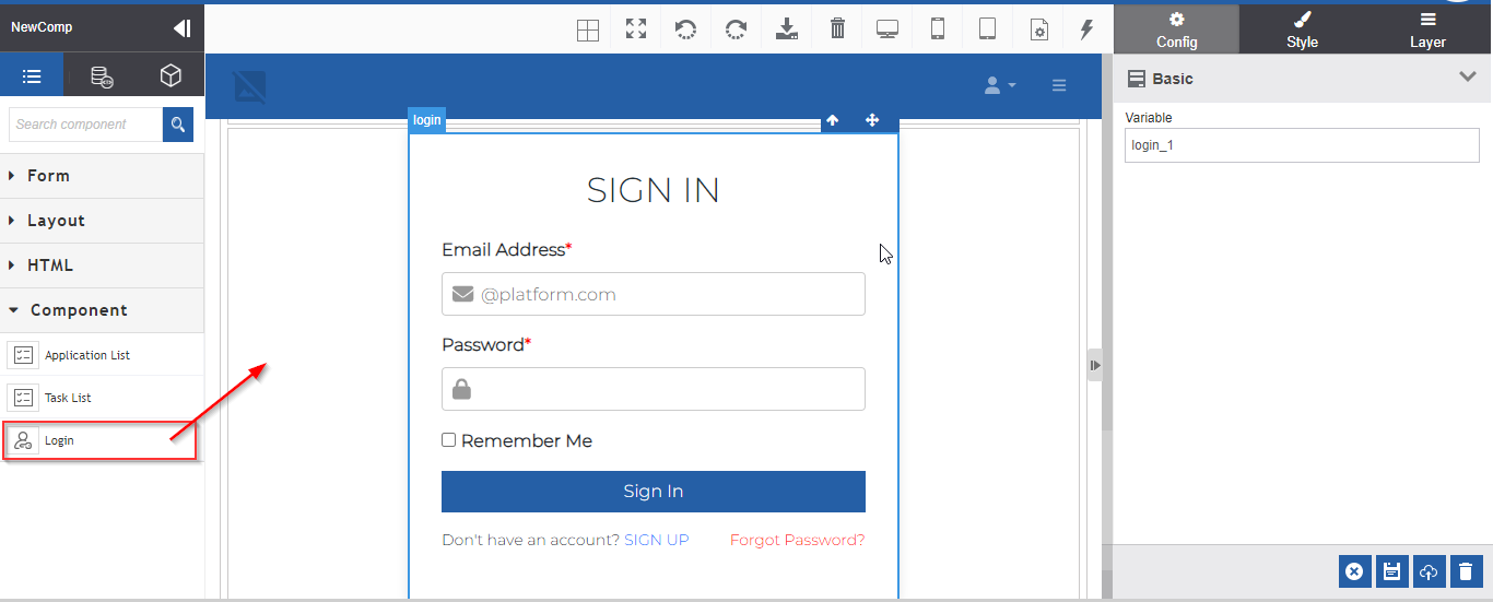 Login component Login component