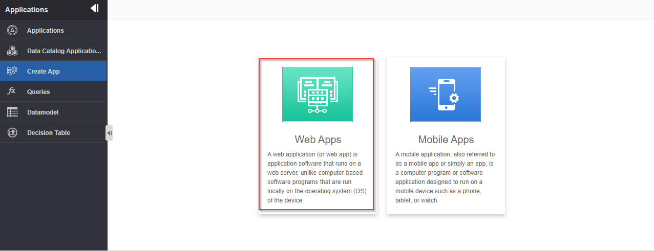 Create App options Create App options