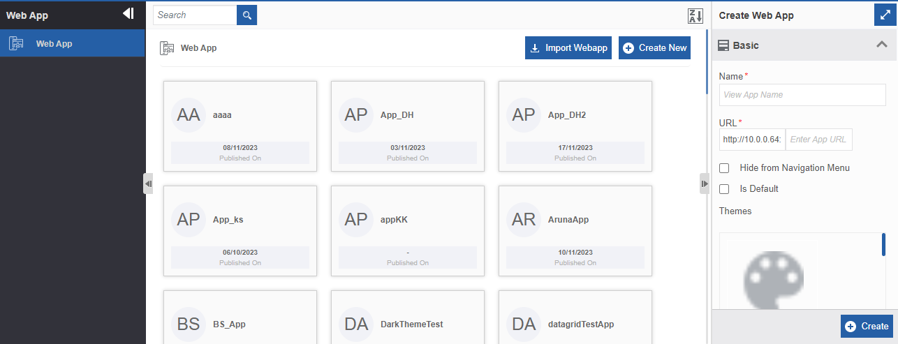 Web App list Web App list