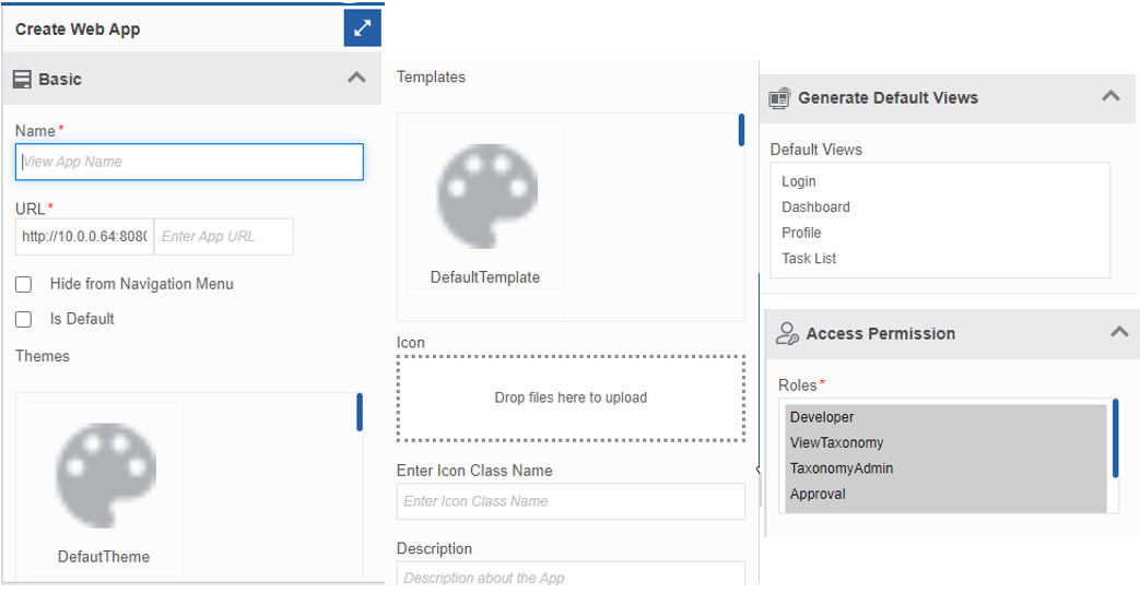 Create Web app configuration Create Web app configuration